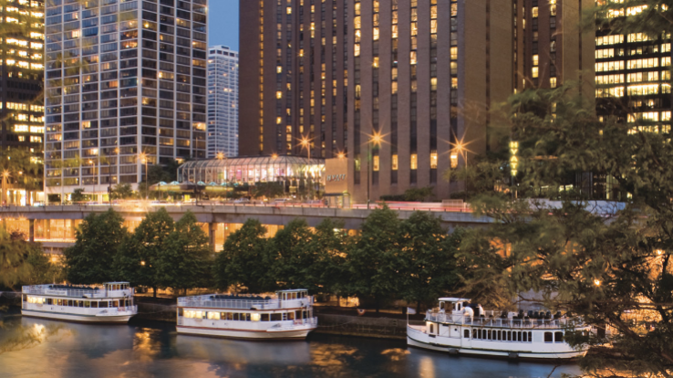 Chicago riverfront on East Wacker Drive